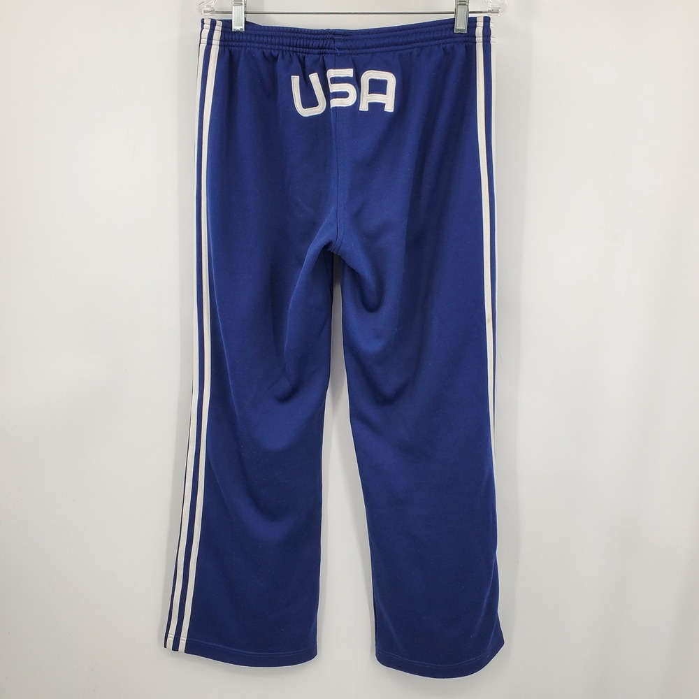 Vintage Adidas Team USA Track Pants Blue White Stripes Mens Large Olympic Sporty